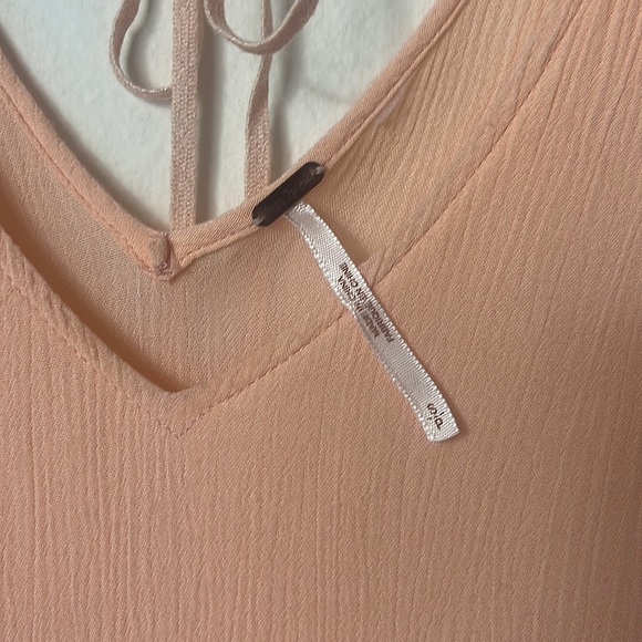 FREE PEOPLE Peach fairycore🍑 V-Neck Mini Dress with Lace Cut Out - Picture 9 of 10